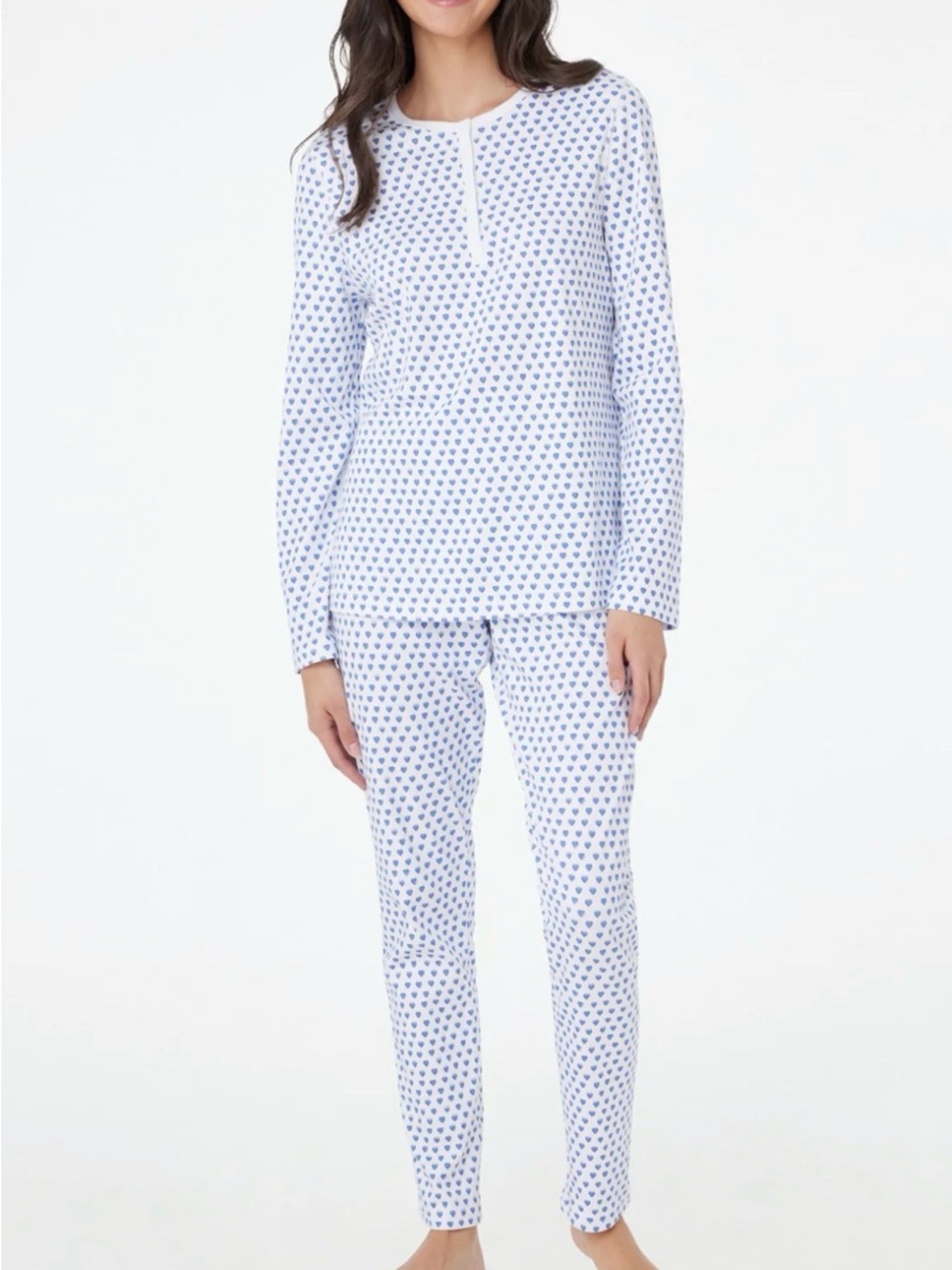 Blue Heart Long Sleeve Roller Rabbit PJs